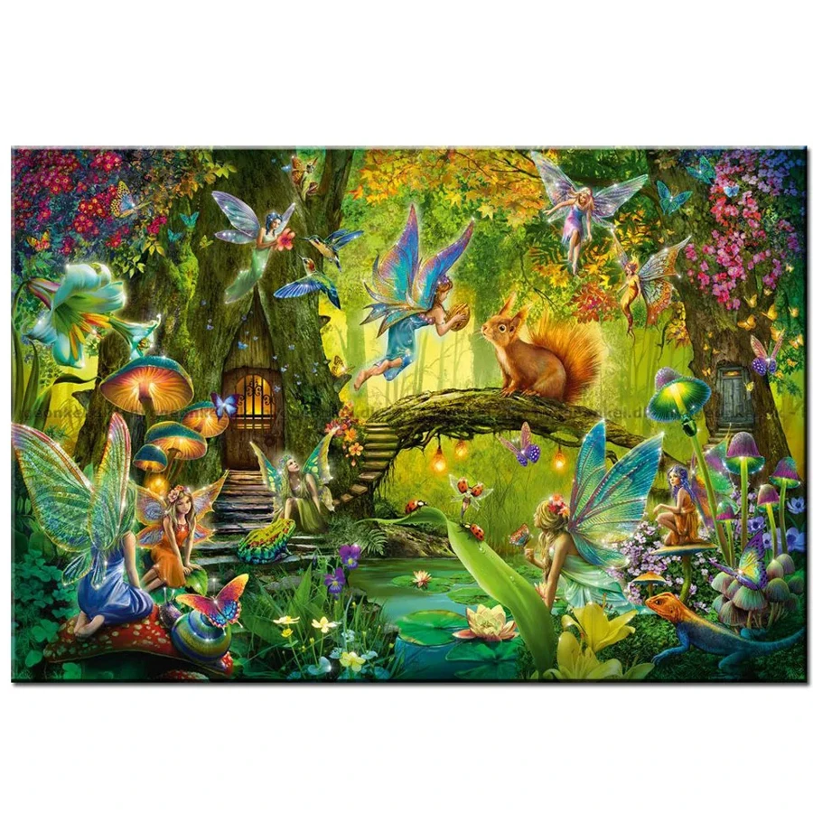 Full square diamond painting Fairy Squirrel full diamond embroidery 5D rhinestone mosaic diamond inlaid mushroom forest