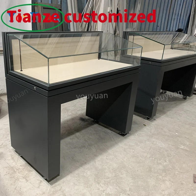 (customized)Glass display cabinet museum glass display cases collectable corner curio cabinets exhibition showcase with