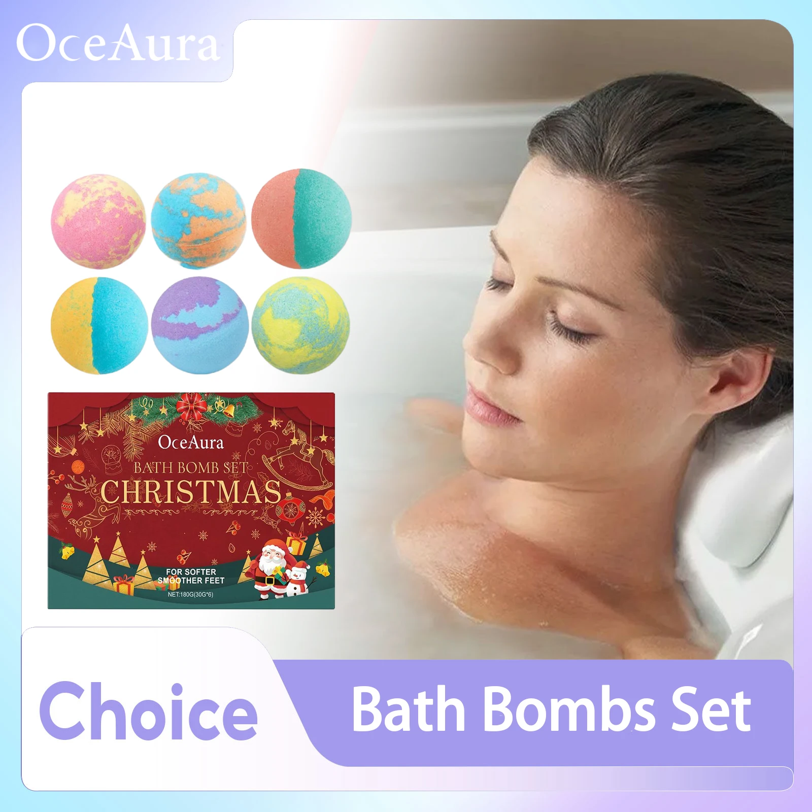 6/12/18 pçs bombas de banho para crianças com surpresa bola de banho de bolha anti fadiga relaxante cuidados com o corpo spa ano novo presente de natal conjunto