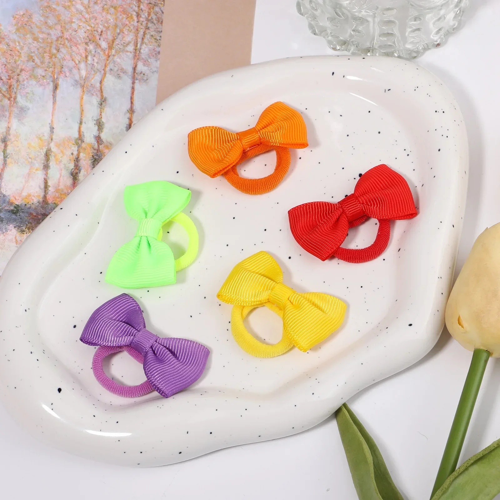 Mini lazos elásticos para el cabello para niñas, bandas de goma de nailon, cuerda para el cabello, soporte para cola de caballo, accesorios para el cabello para niños, 10 piezas por juego