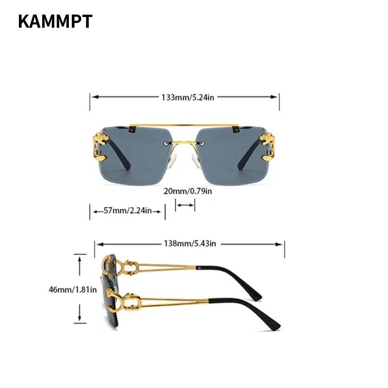 Gafas De Sol cuadradas De lujo para hombre y mujer, lentes De Sol sin montura, Estilo Vintage, a la moda, con espejo Retro