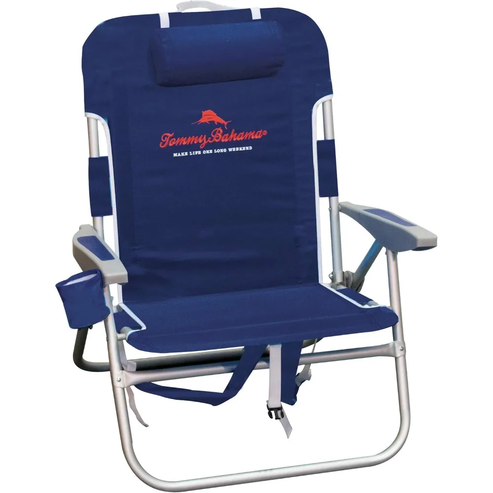 

Big Boy 4-Position Folding 13" High Seat Backpack Beach or Camping Chair, Aluminum, Navy