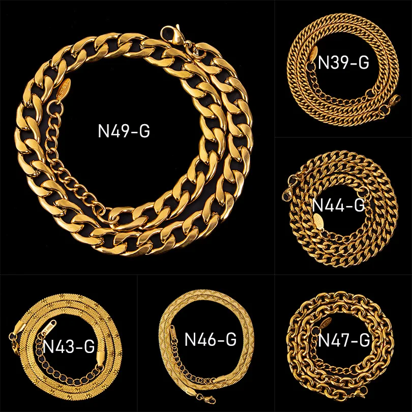 Fashion Thick Golden Curb Cuban Chain Men Hip Hop Stainless Steel Necklace Snake Chains Punk Rapper Jewelry Never Fade Non Rust