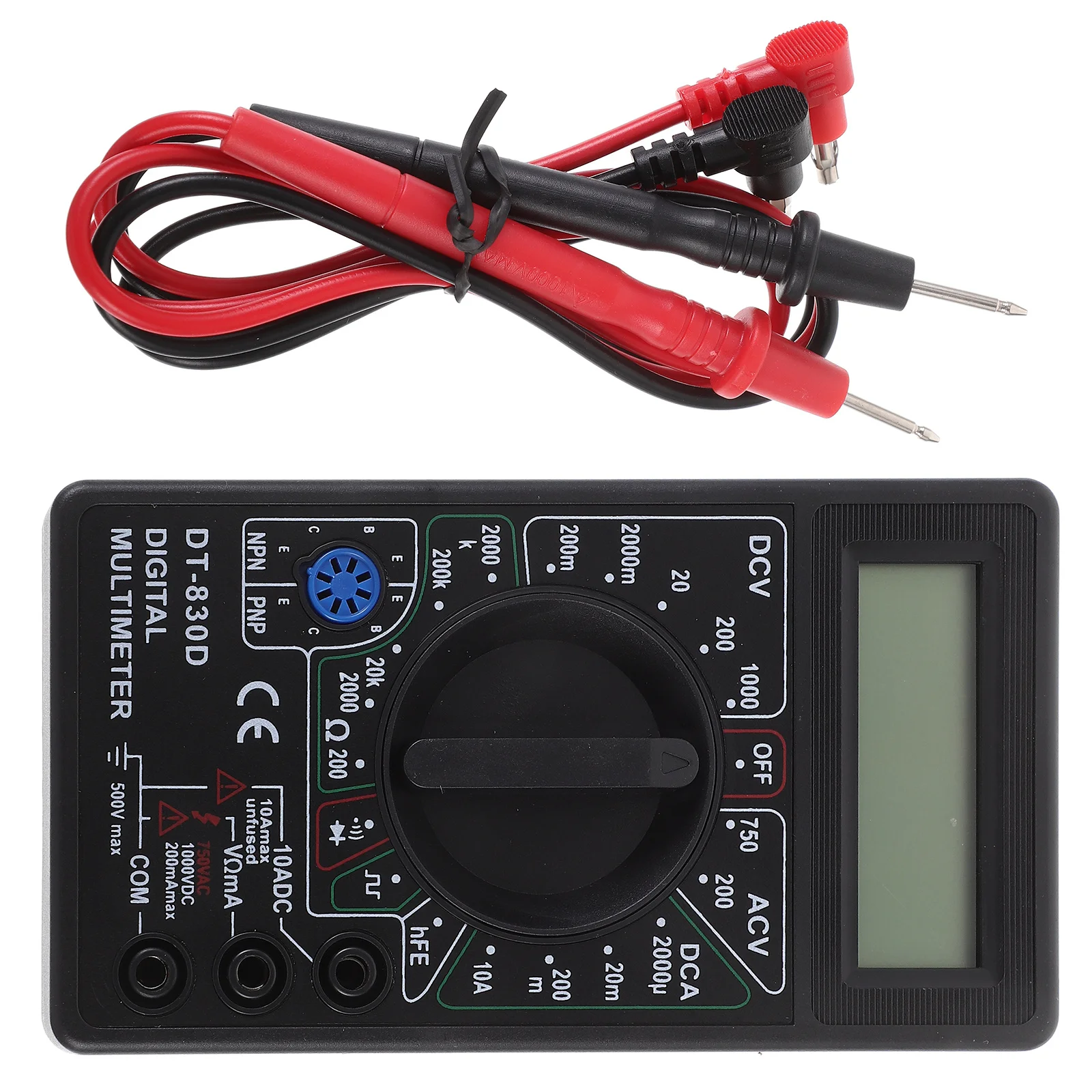 

Digital Multimeter -830d Mini Size Black Double Fuse Safety Pocket Voltage Ampere Ohm Tester Buzzer LCD Display Dc Resistance