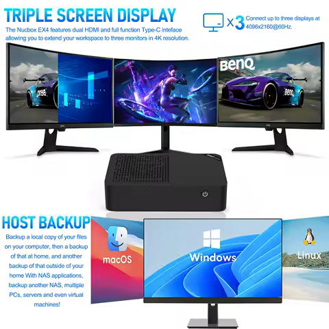 SZBOX EX4 Intel Twin Lake N150 Mini PC Windows Ubuntu LPDDR5 12GB M.2 2280 SSD Wifi6 BT5.2 HD USB-C Desktop Office MINI PC Gamer