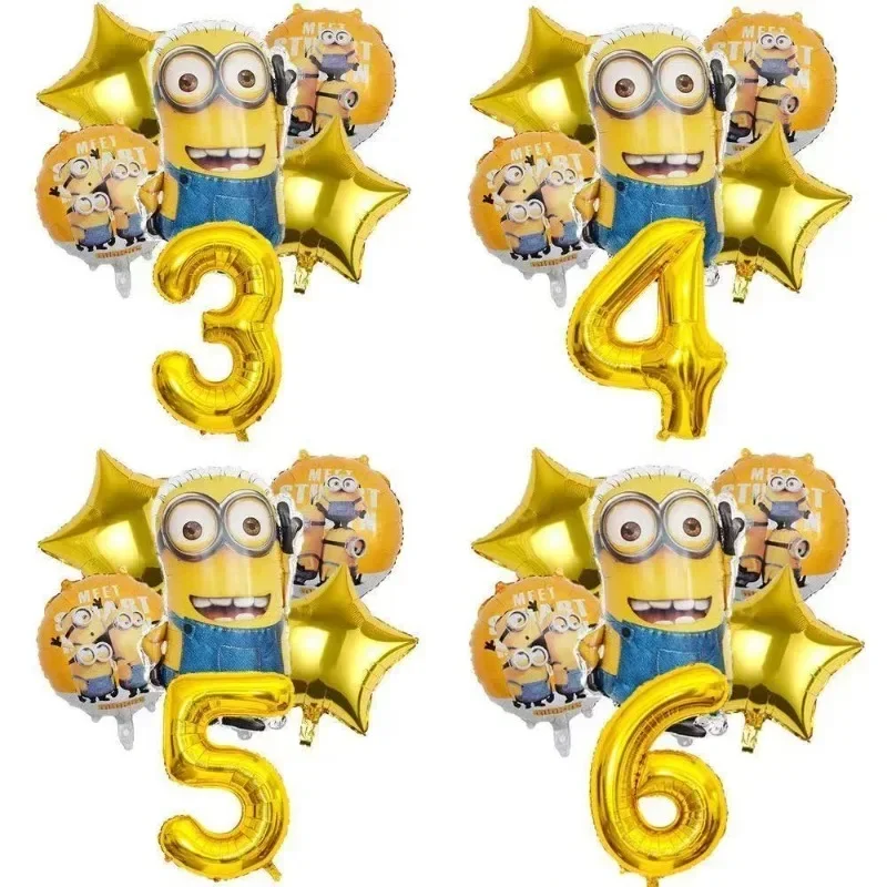 

New Style Minionsed Theme Number Balloon Set for Birthday Party, Children's Birthday Party Decorations Supplies