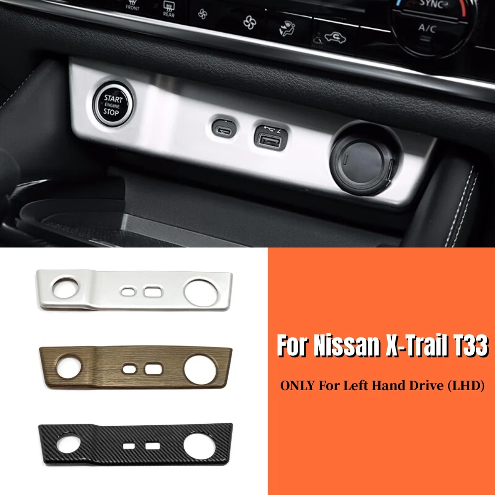 

For Nissan X-Trail T33 Rogue 2021 2022 2023 Car Cigarette Lighter Panel Cover Trim USB Frame Bezel Garnish Molding Accessories