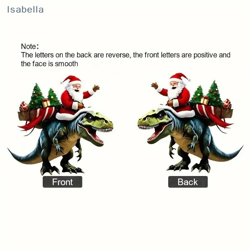♥Funny Santa Riding T-Rex 2D Flat Acrylic Christmas Ornament  Novelty Holiday Tree Decoration for Festive Home Decor