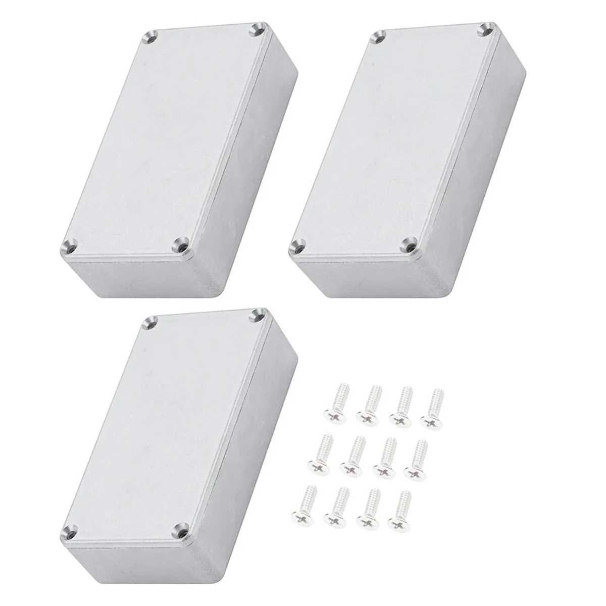 3PCS 125B/1590N1 Aluminum Guitar Effect Pedal Enclosure Metal Stomp Box Enclosure Unfinished 122x66x39.5mm with Rubber