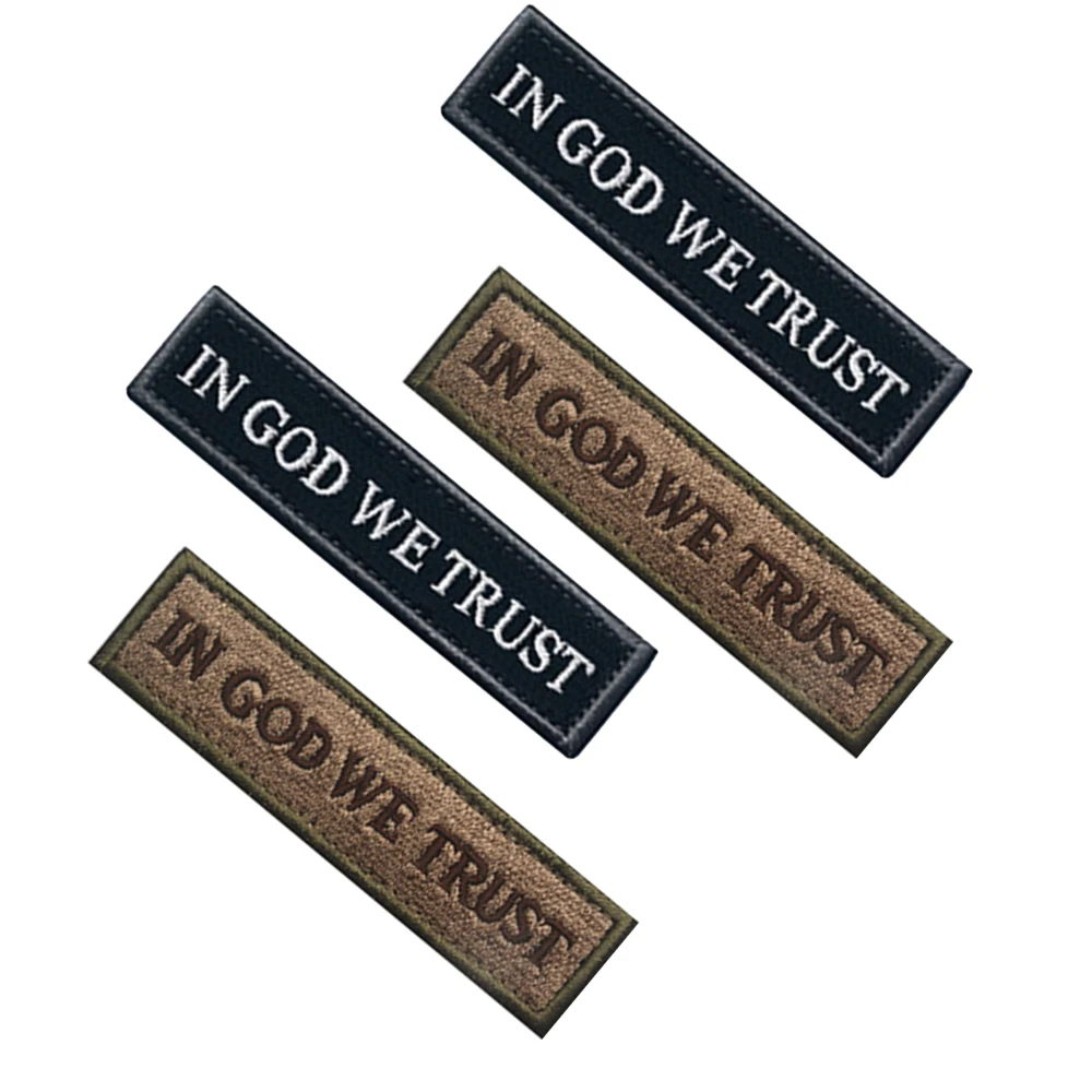 IN GOD WE TRUST Embroidery Multiple Choice Fabric Cloth Shoulder Letter Patch Sew-On Glow Bandage For Overcoat Bag Shirt