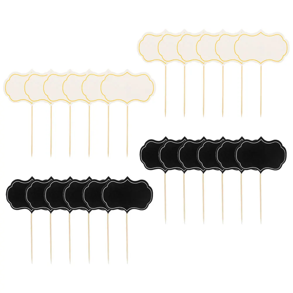 48 قطعة من ملصقات الطعام لبوفيه الحفلات علامات الجبن القابلة للكتابة مسواك فارغة يختار علامات الطعام للحفلات لبوفيه الزفاف السبورة