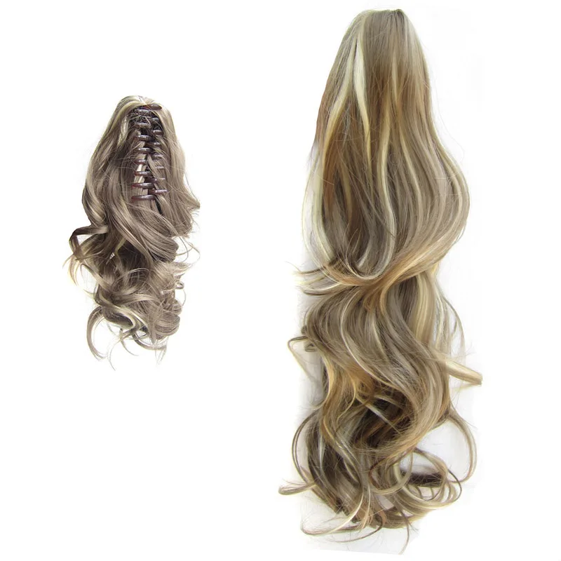 

2Pcs One Each of Long and Short Styles Synthetic Ponytails Extension Claw Clip On Hair Tail Wavy Hairpiece