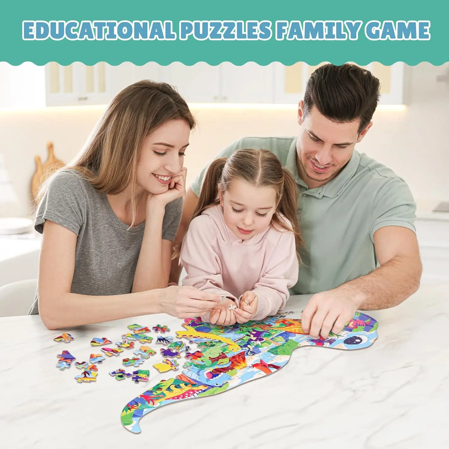 Hahowa Dinosauro Puzzle Giochi per bambini Paesaggio per 3 anni Apprendimento Puzzle di animali Giocattoli educativi Regali di compleanno per bambini
