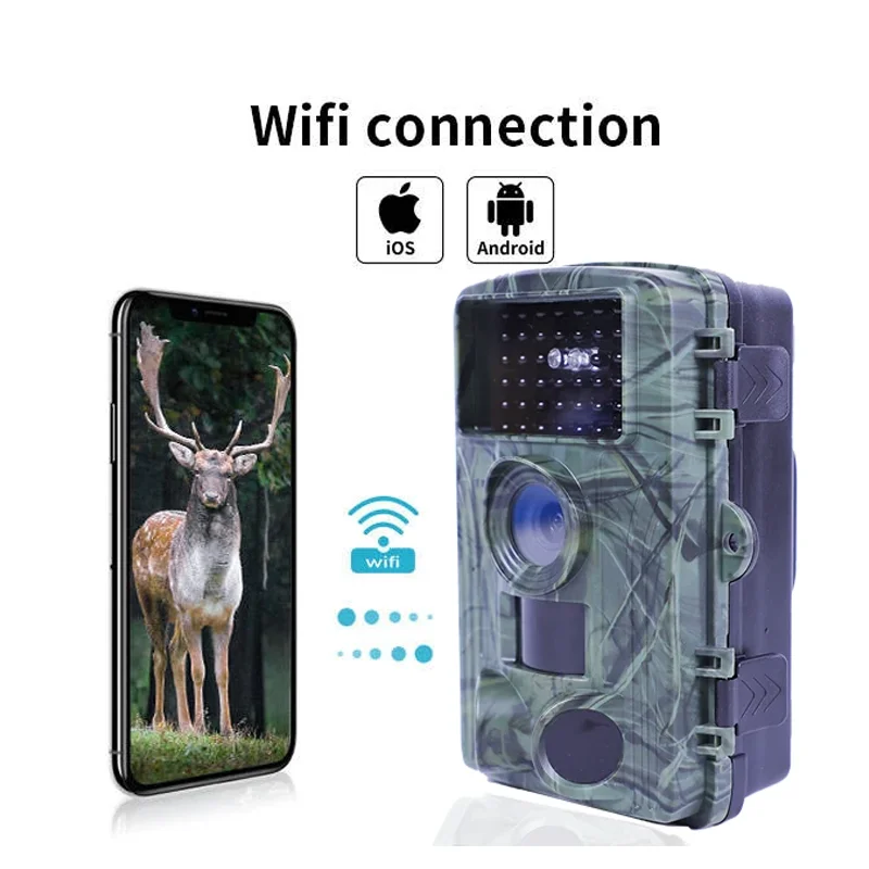 Outdoor Wireless 4K 60MP 30MP Shooting Wildlife Wifi Trail Camera Night Vision 2.0 Inch WiFi Connection Trail Hunting Camera