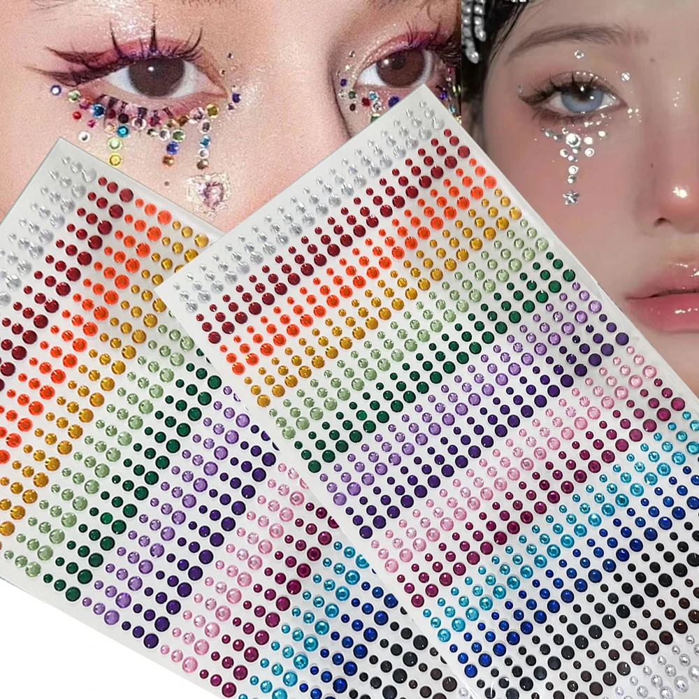 

15Colors 3D Glitter Rhinestone Face Tattoo Stickers 900pcs 3.4.5mm Mixed Face Crystals Gems Jewels Tattoo Decals Body/Eye Makeup
