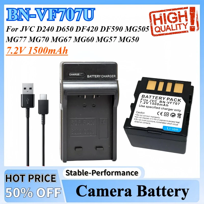 

BN-VF707U VF707 AC Battery + charger For JVC D240 D650 DF420 DF590 MG505 MG77 MG70 MG67 MG60 MG57 MG50 MG47 MG40 MG37 MG33 MG30