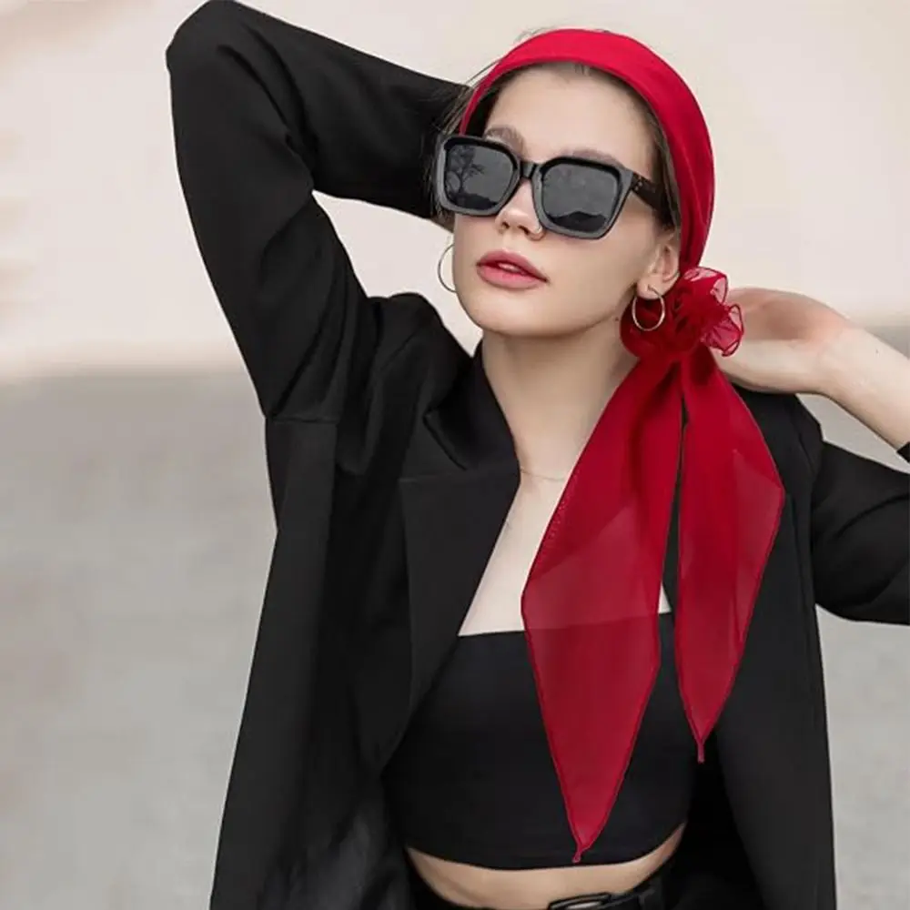 Simple Chiffon Long Floral Scarf Elegant Soft Silk Rose Scarf Solid Color Lightweight Women’s Neck Scarf Dating Occasion