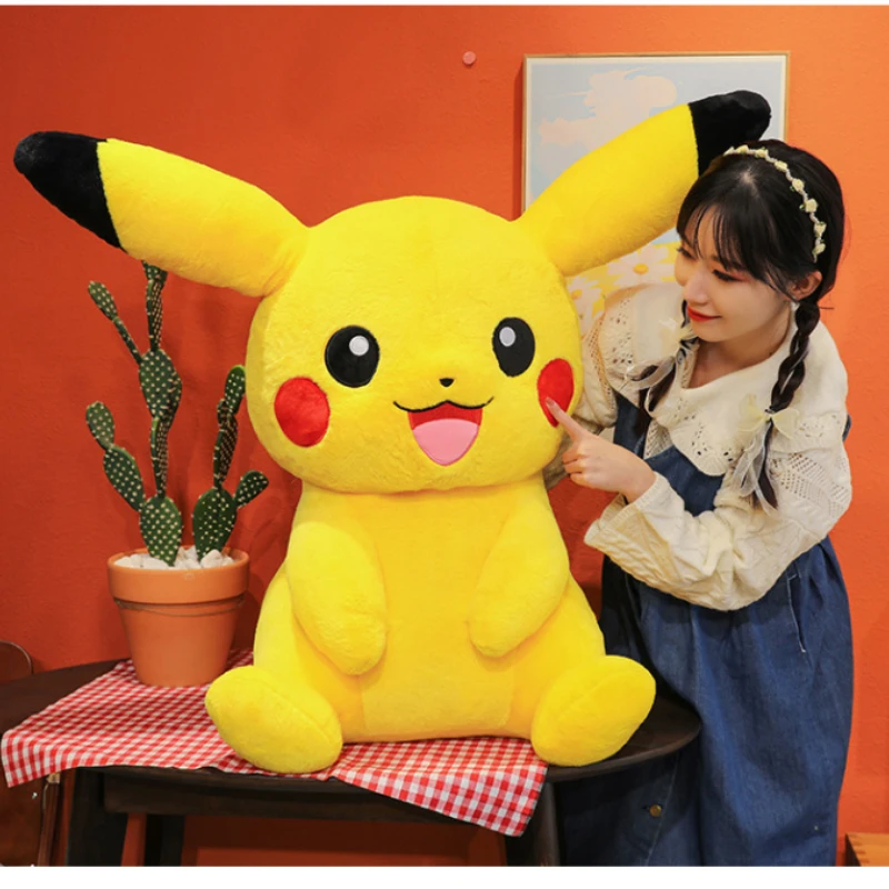 90cm Big Size Pikachu Anime Plush Stuffed Doll New Cartoon Room Decoration Toy Soft Plush Doll Kawaii Children's Birthday Gift