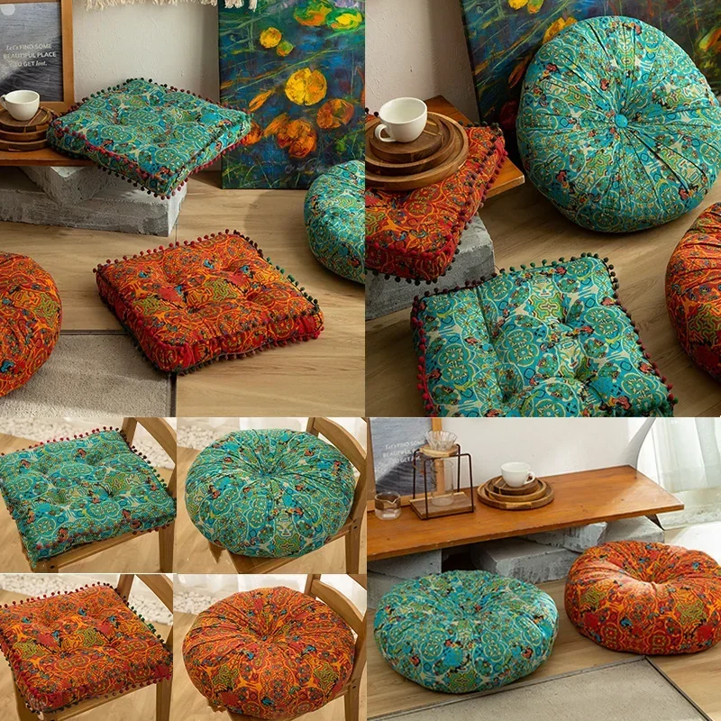 

Bohemian wind thickened lazy round /square cushion /floor cushion retro Moroccan window tatami cushion cotton and linen cushion