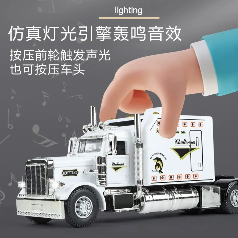 1:24 Large American tractor model Truck Toy Walking Alloy Die-cast Sound Light Vehicle Models simulation car model semi-trailer