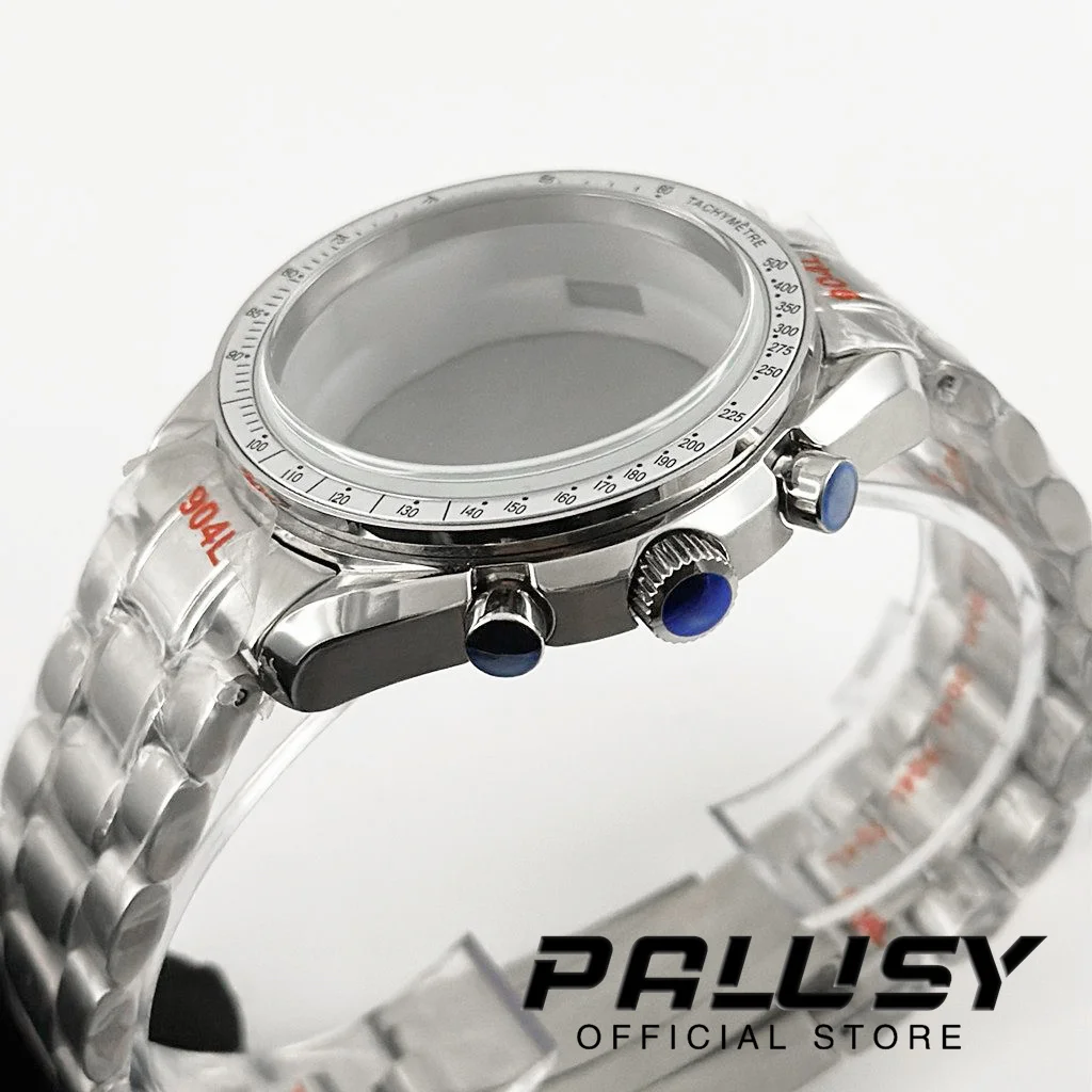 40mm Men's Watches Metal Sapphire glass Case Fit VK63 VK63A Quartz Movement Case Watch Accessories Watch Parts