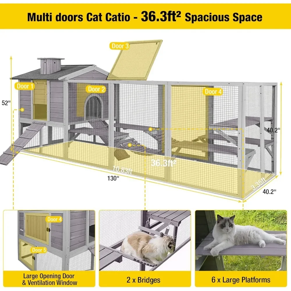 Cica Lakóház catio kültéri Cica enclosures, Messzemenő Barka Lakóház Cica Részvény Járóka vel platforms & egyedi Deformáció Macskák Lakóház