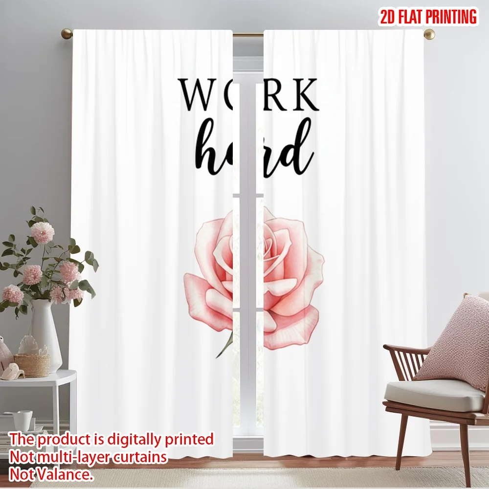 

2pcs 2D flat printing Drapes Floral Rose Work Hard Fabric Without Electricity 0 for Indoor Celebrations Room Garden