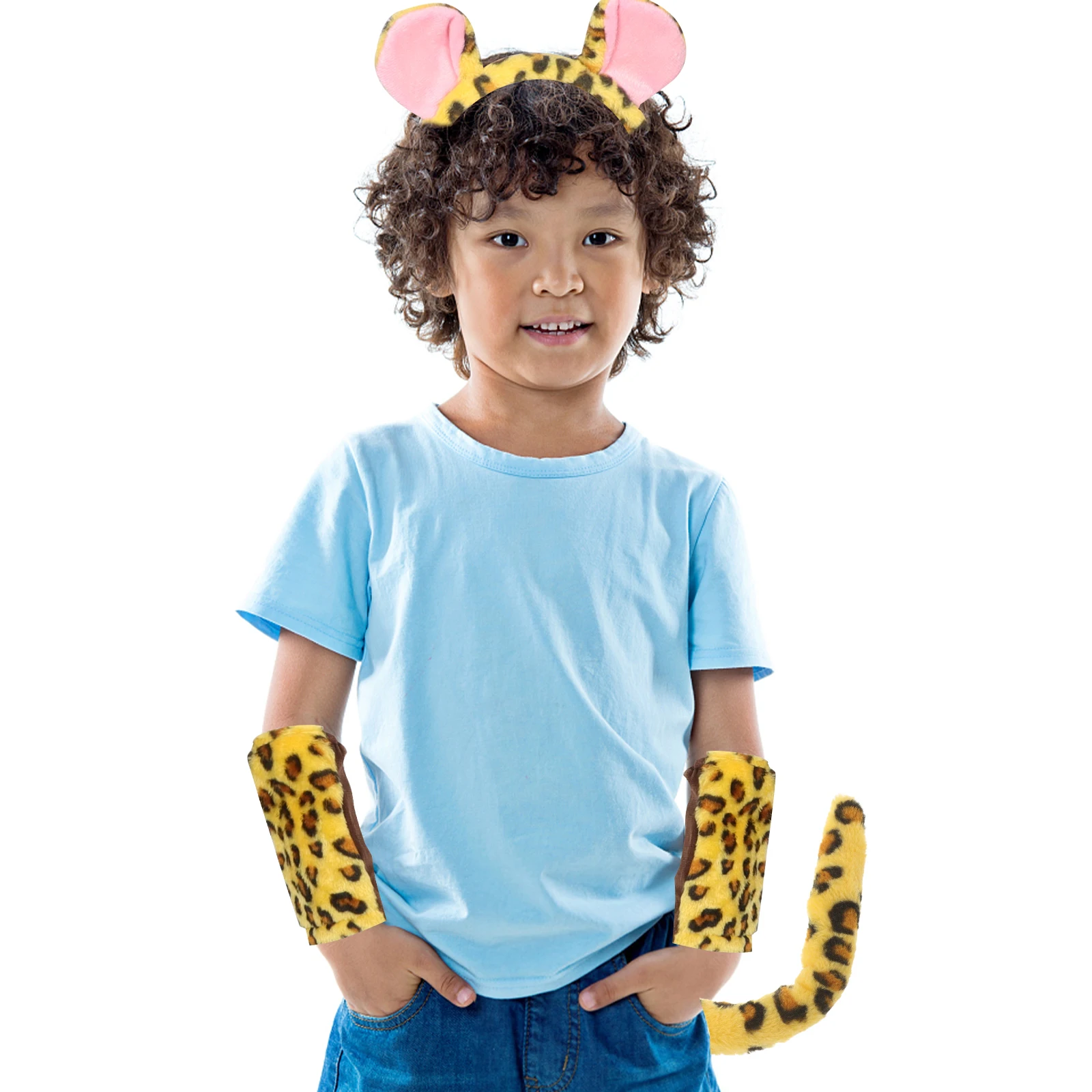 

Cheetah Dress Suit Animal Ear Hairbands Headband for Cosplay Party Costume Accessory The Cow Accessories