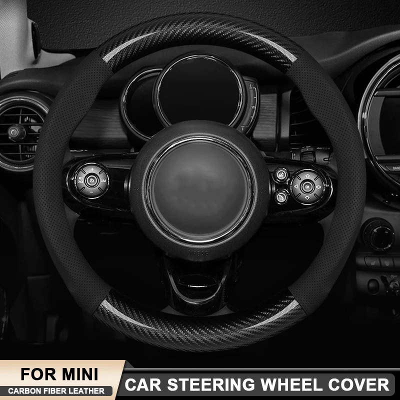 

For BMW Mini JCW Cooper Aceman Countryman Paceman Clubman F56 F57 R55 R58 R59 R60 Car Carbon Fiber Leather Steering Wheel Cover