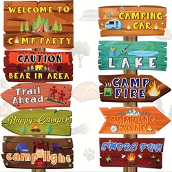 20Pcs Camping Party Sign Camping Party Themed Directional Signs Camper Sign Camping Welcome Sign Yard Outdoor Wall Sign