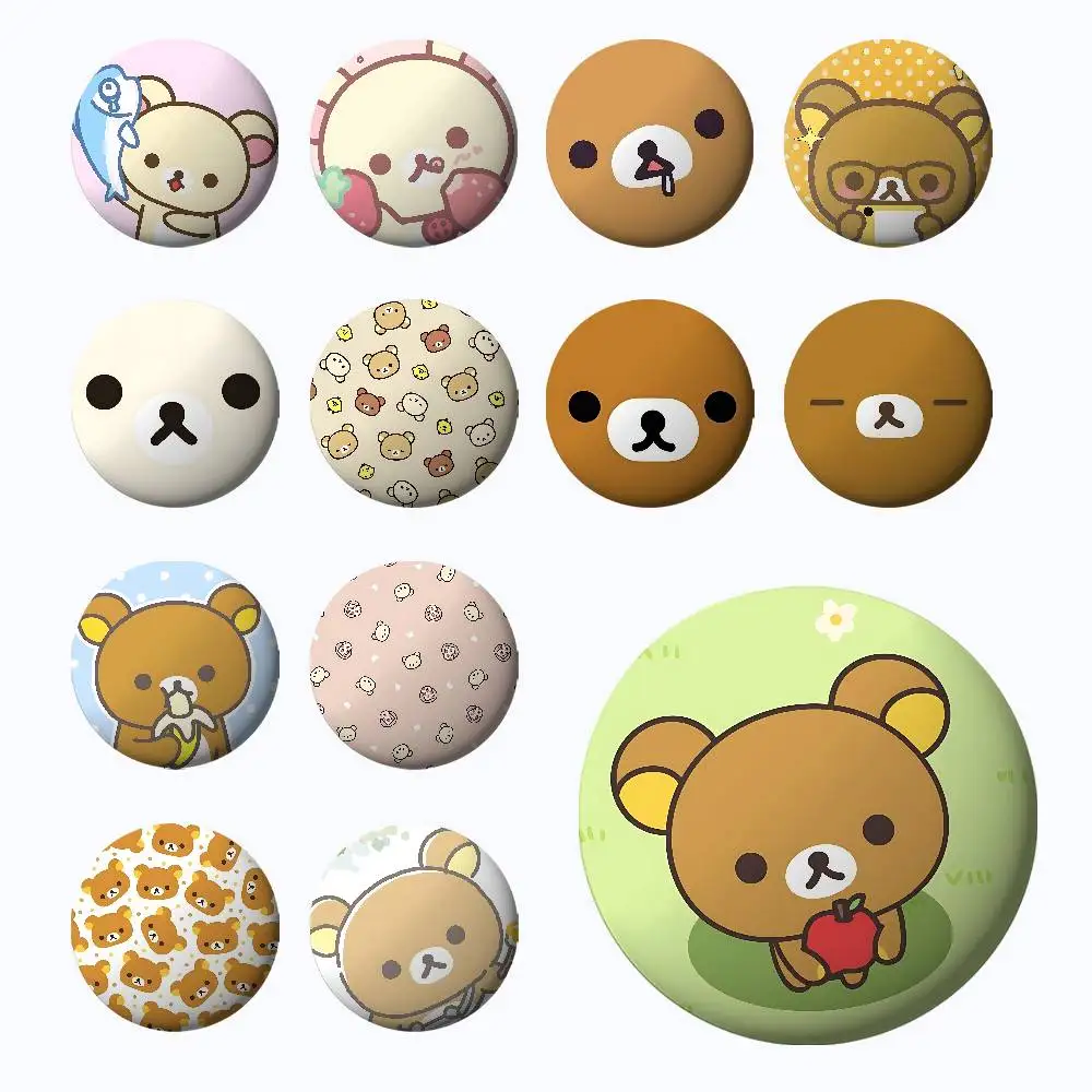 R-Rilakkumas Badges Tinplate Soft Button Pin Brooch Metal Badge Custom Jewelry Accessories Hat Bag Lapel