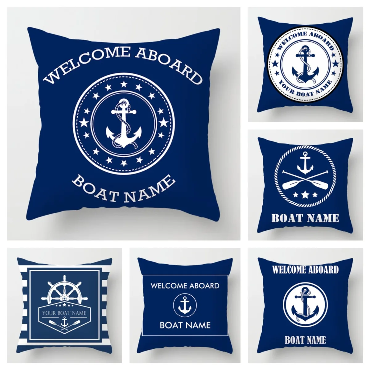 

Dark Blue Nautical Series Pillowcase 50*50 Home Decoration Sofa Decoration Pillowcase 60*60 Cushion Cover 40*40 Customizable