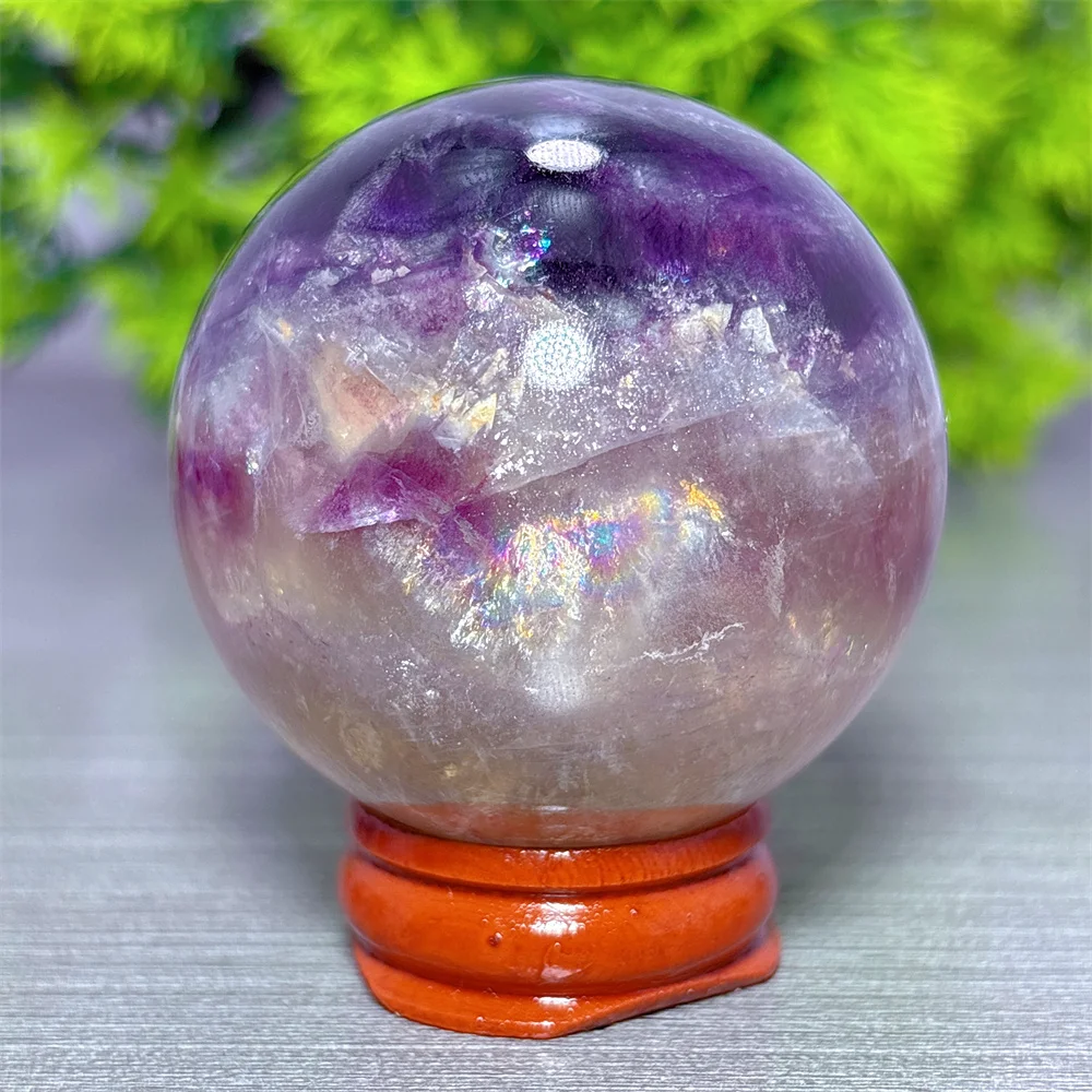 Violet Fluorite With Micaceous Sphere Natural Crystal Home Decoration Room decor Luck Quartz Stone Garden Healing Energy Gifts