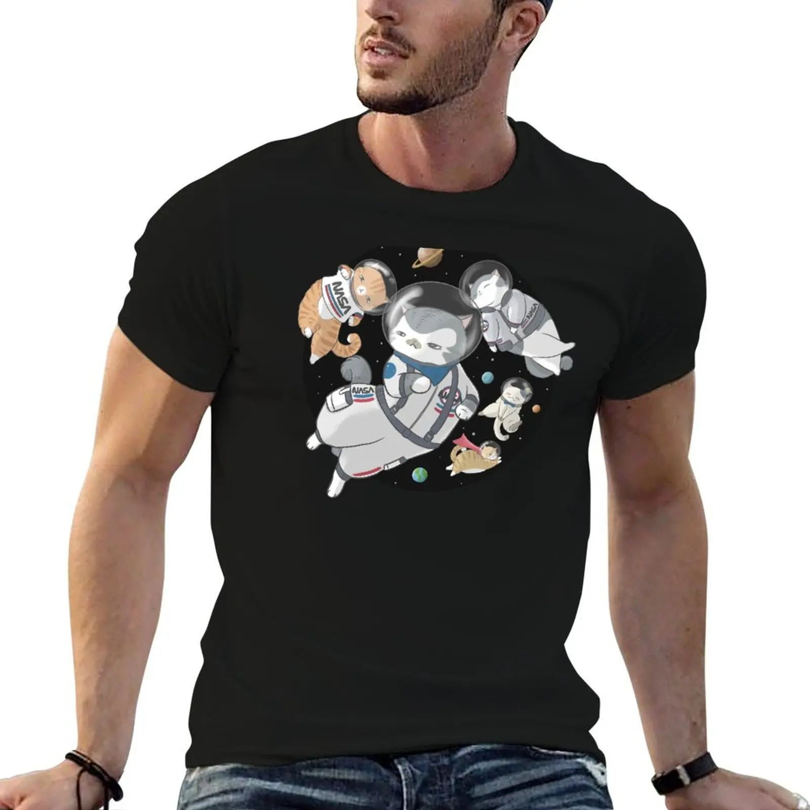 Space Meows T-Shirt anime Personalized t-shirt slim fit t shirts for men