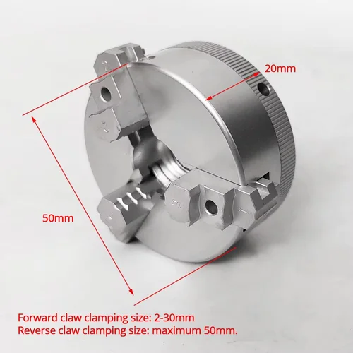 Imagen 2 del producto Mini portabrocas de tres mordazas de 50mm para torno, amoladora de banco, taladro eléctrico, aleación de aluminio, portabrocas de torneado autocentrante para carpintería