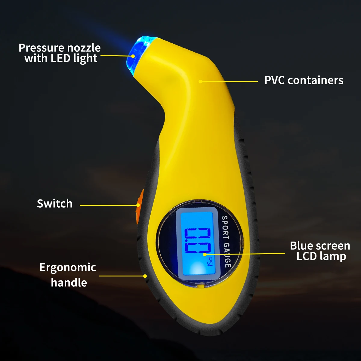 CYCLAMI Bicycle High Precision Tpressure Gauge Digital LCD Backlight Car Bike Motorcycle Mini Air Pressure Monitor Anti Leakage