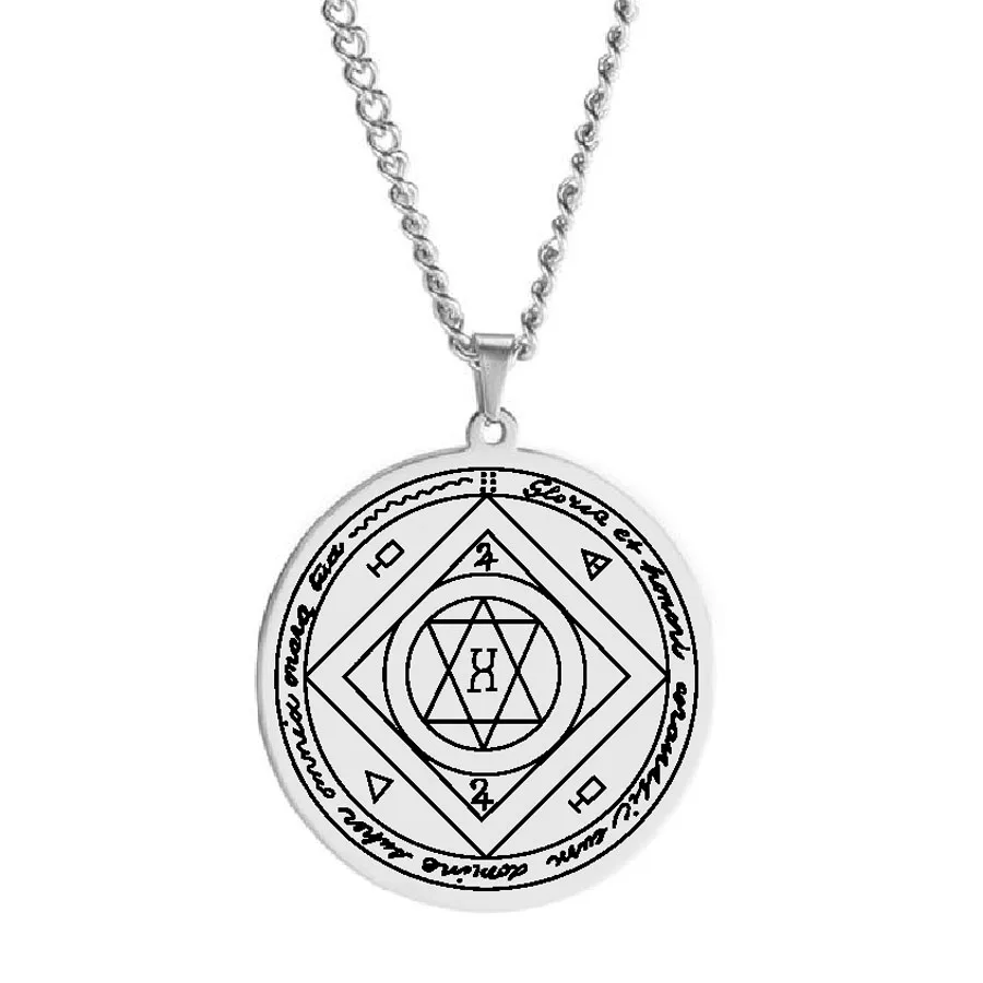 HLSS537 Good Luck Key of Solomon Pentacle Seal Hermetic Enochian Kabbalah Pagan Wiccan Talisman Stainless Steel Pendant Necklace