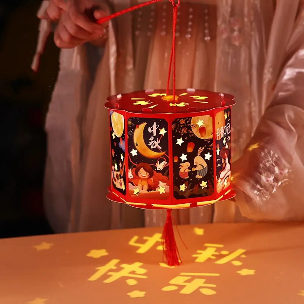 

Cartoon Chinese Portable Lantern Blessing Traditional Handheld Paper Lamp Handmade Cultural LED Lantern Toys Kindergarten