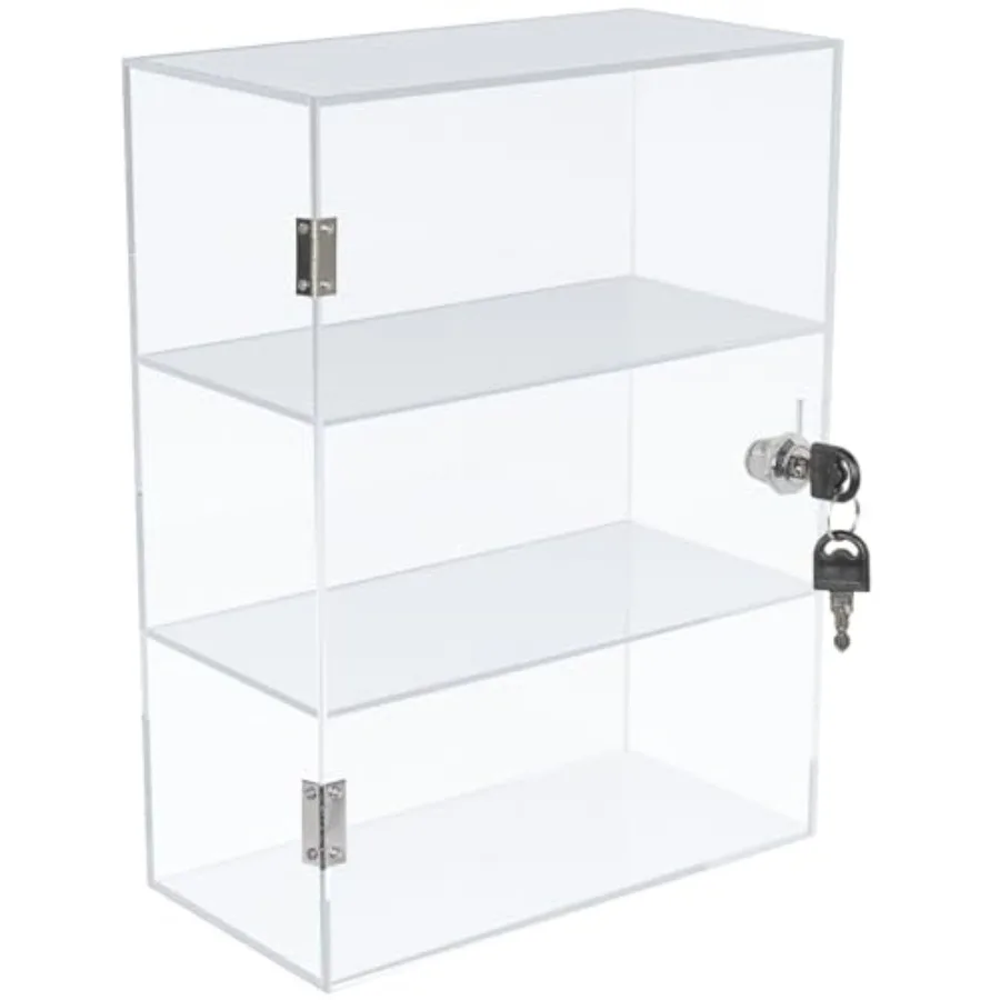 

Acrylic Display Case with Lock, Countertop Locking Display Cabinet with Shelves and Door, Clear Acrylic Storage Cabinet Collect