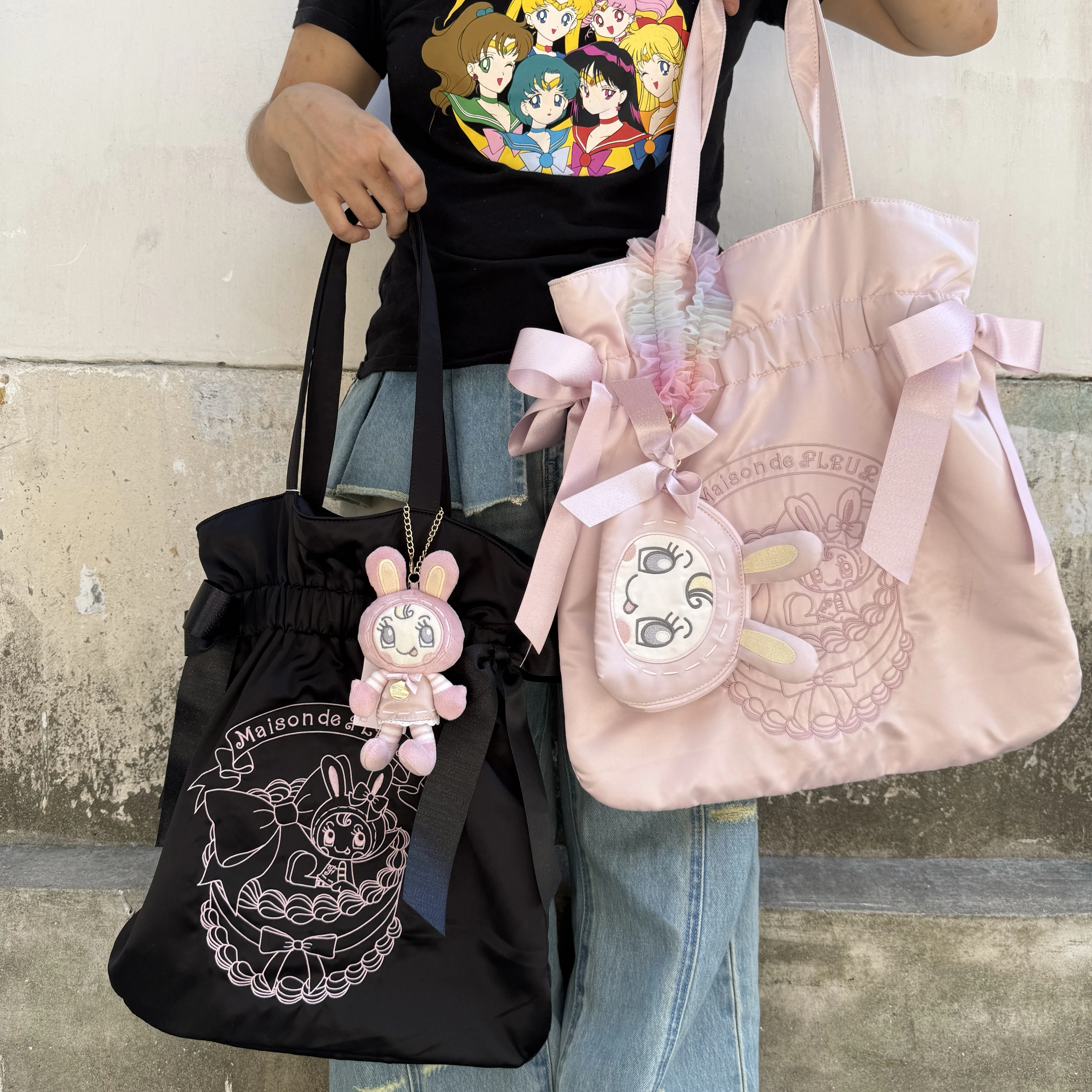 اليابانية الكرتون Mp الرباط حقيبة كتف سعة كبيرة حقيبة يد فتاة حلوة حقيبة مستحضرات تجميل لطيف 2025 جديد ألعاب من نسيج مخملي Y2k حقيبة