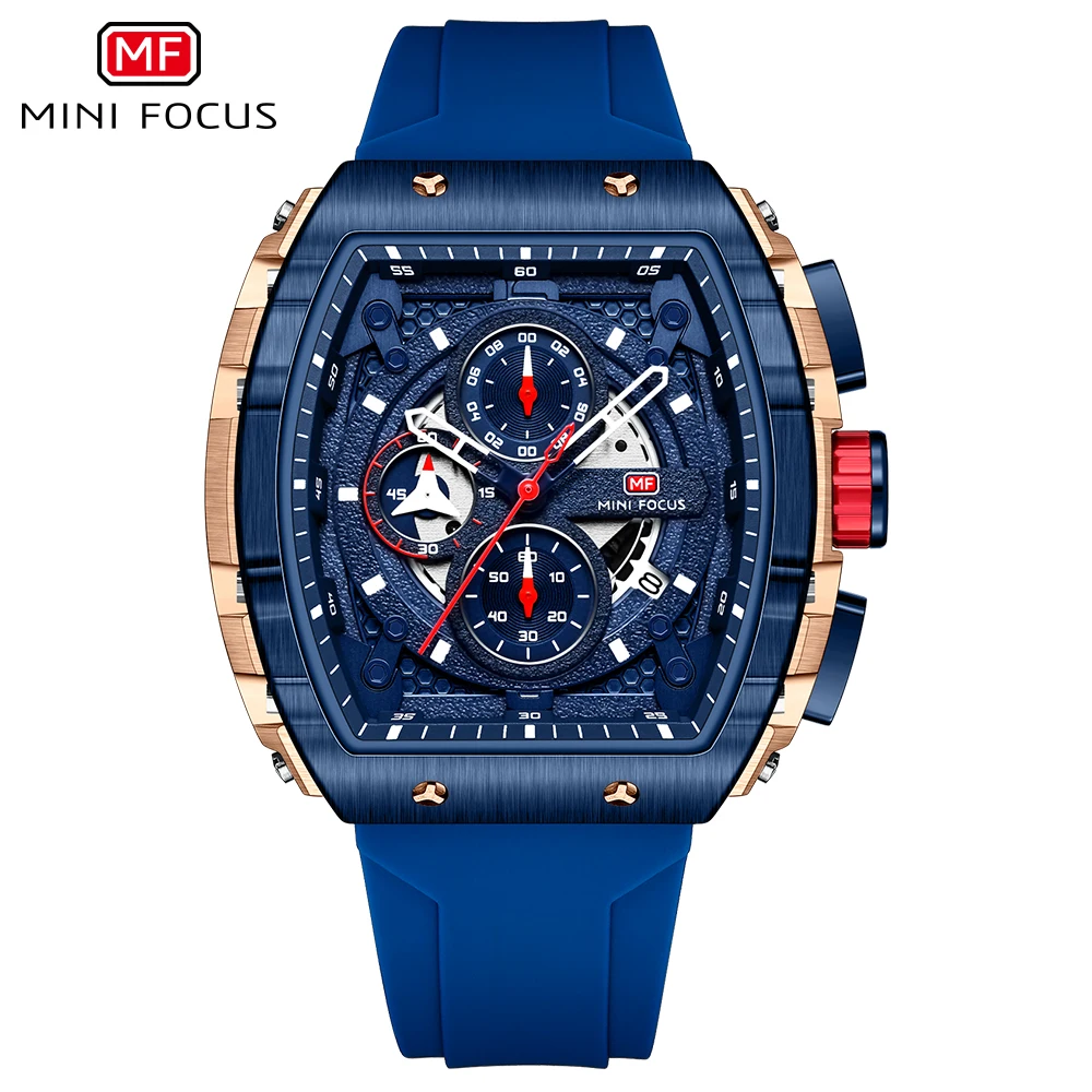 Luxury Men's Quartz Watch Fashionable Silicone Tape Waterproof Chronograph Watches Tonneau Original Brand Relogio Masculino New