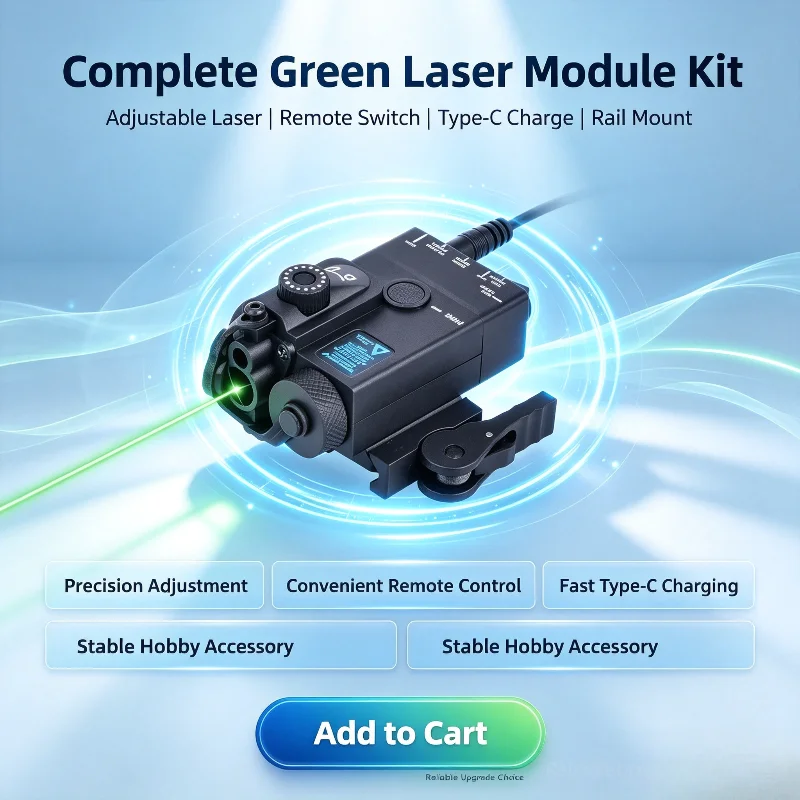 Hobby Building Mod Parts Adjustable Green Laser Module Type-C Rechargeable External Remote on/Off Control Switch