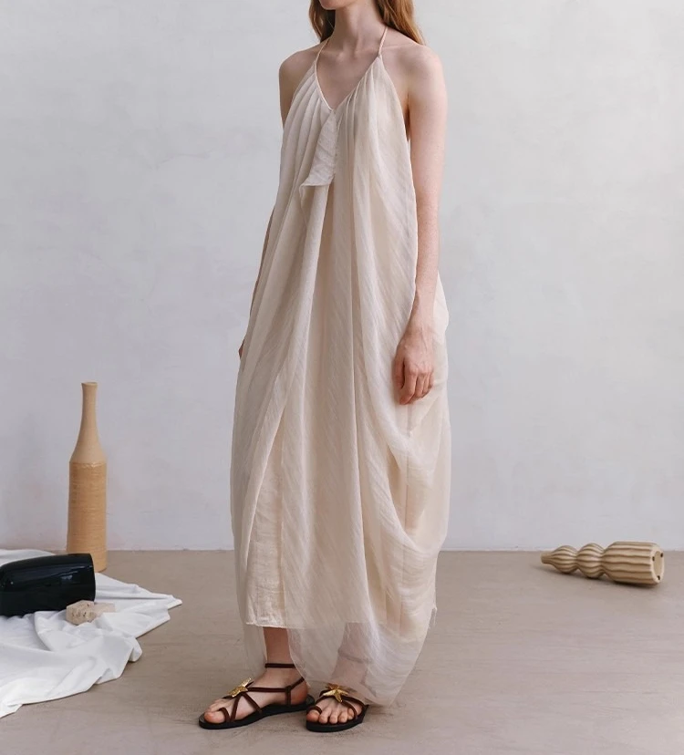 Abrikoos V-hals Vastgebonden Jurk Vrouwen Losse Stijl Zomervakantie Vintage Elegante Vestidos Bodycon Chic Doek Dame