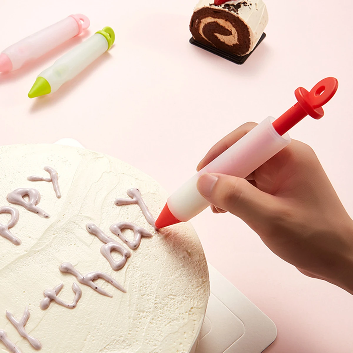 1PC Silicone piping pen; cream cake DIY writing pen baking tool decoration for Western food plate jam pen
