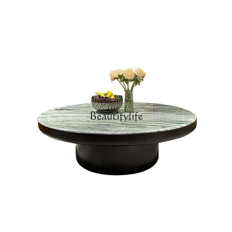 

Medieval style cloud jadeite natural marble tea table thickened panel rounded corner coffee table