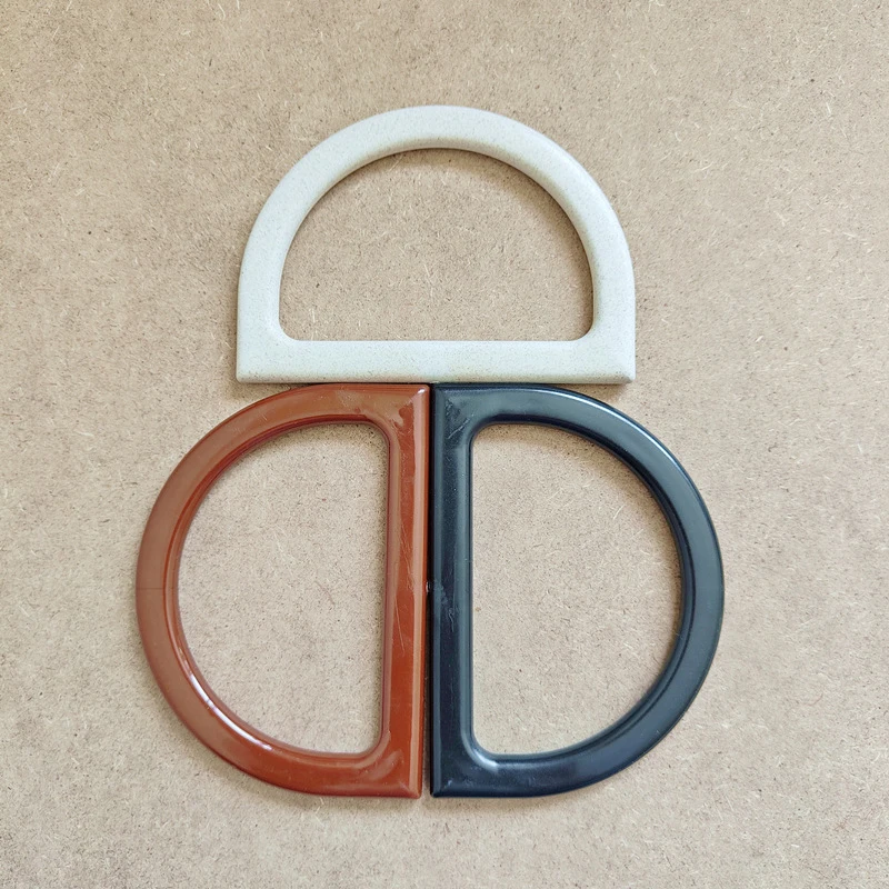 2PCS D Shape Round Resin Bag Handle For Handcrafted Handbag Purse Frame DIY Woven Bag Accessories Fashion Bag Handles