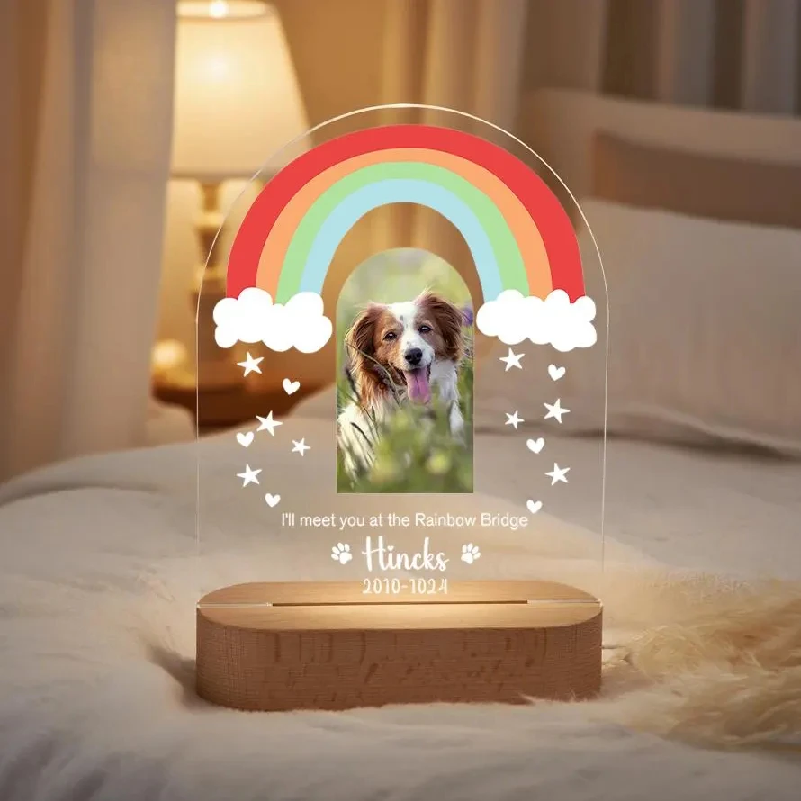 إطار مخصص متعدد الصور لمحبي الكلاب هدية مثالية لتحقيق ذكريات كلبك لتزيين غرفة إطار صور أكريليك مضاء بإضاءة LED #1