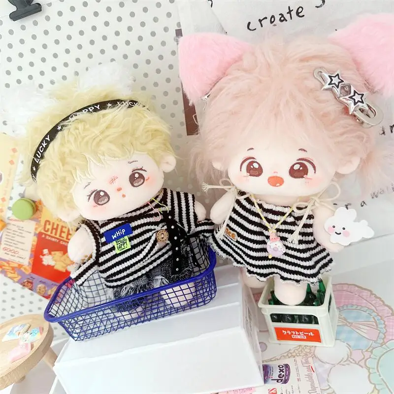 10/20cm Cartoon Doll Clothes for Stripe Suit Kawaii Soft Stuffed Cotton Plush Doll Clothes DIY Changing Clothes Games Girls Gift