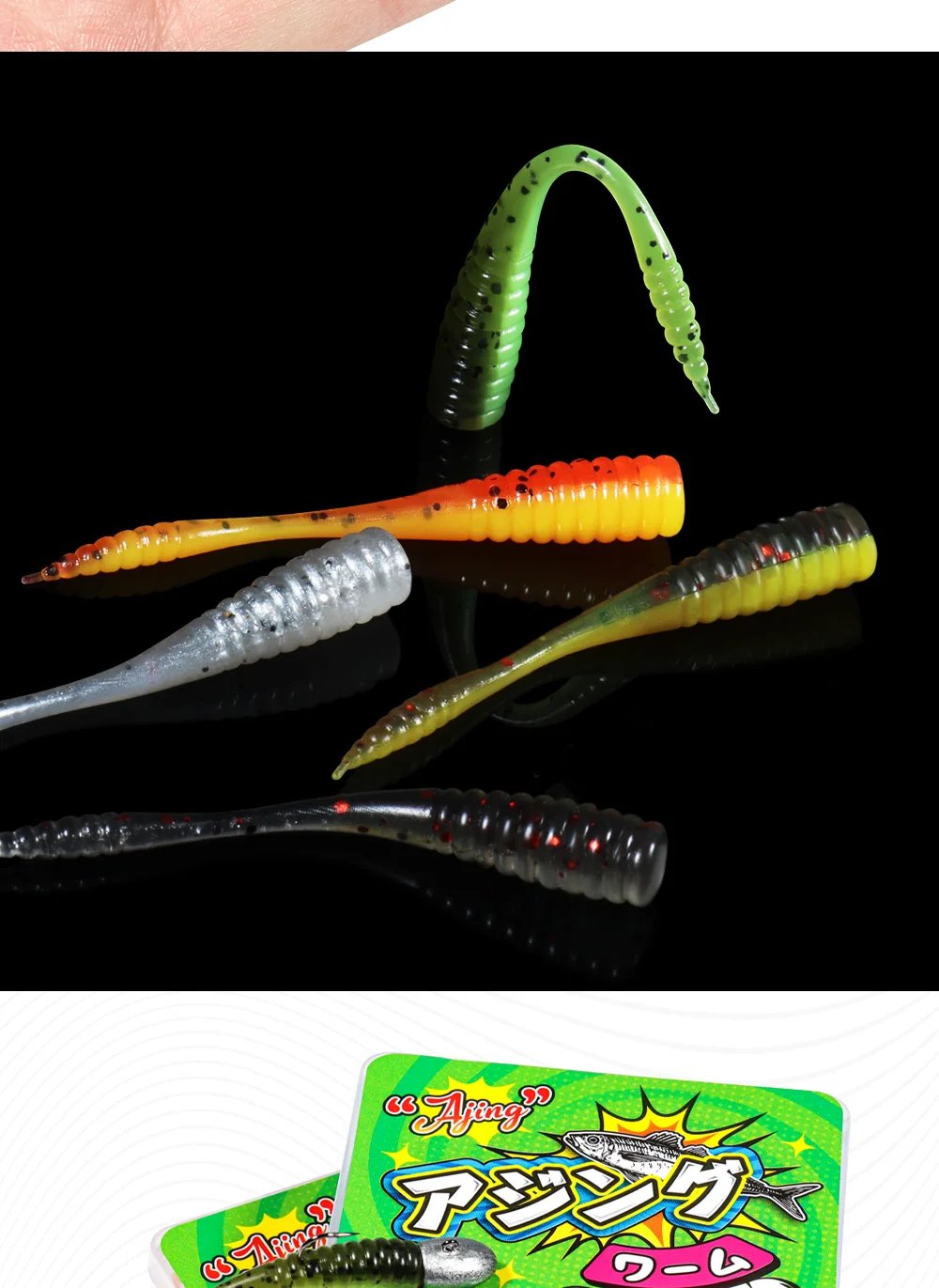 Palisander 48mm TPR Schwimmende Micro Köder Nadel Schwanz Ajing Weiche Wurm Angeln Köder Swimbaits Jig Rockfish Drop Shot ozean Meer 20 stücke – Detail 5