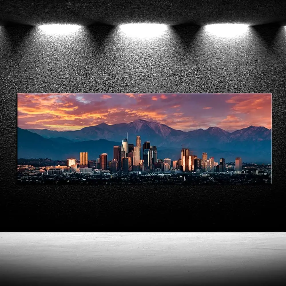 Cityscape Canvas Wall Painting California Hollywood Sunrise Poster Artwork Canvas Painting Suitable for Bedroom Decoration